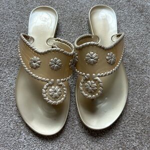 Jack Rogers Cream Sandals with Whipstitch Design